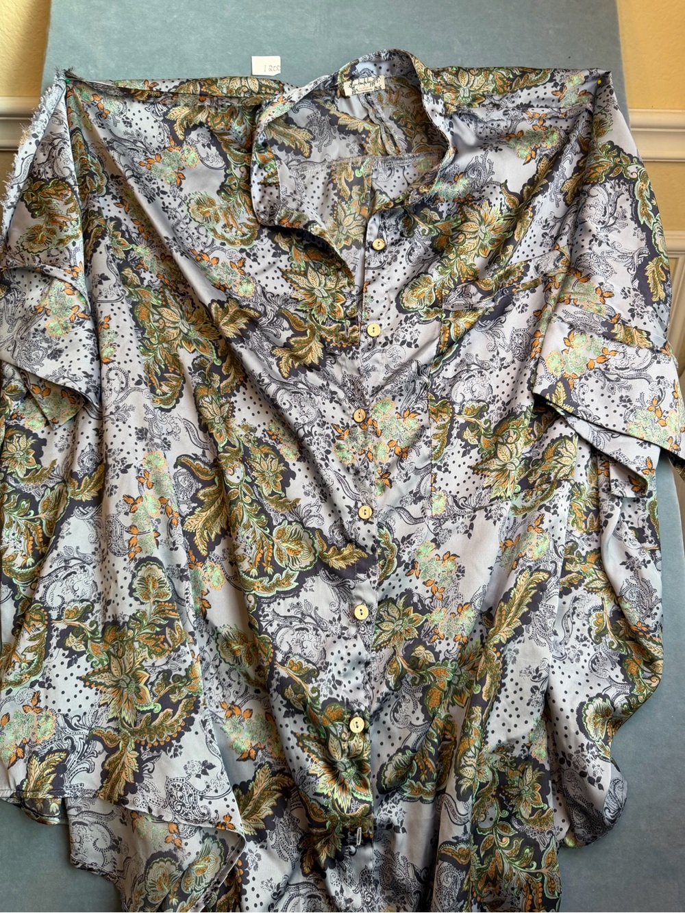 Free People Women's Floral Paisley Oversized Night Shirt - Gray/Green - Picture 3 of 7